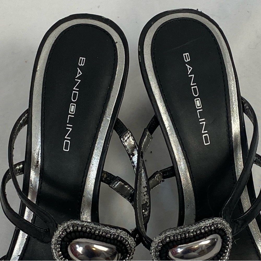 Bandolino Black Strappy Beaded Heels Size 10 M New With Defect - Picture 8 of 16